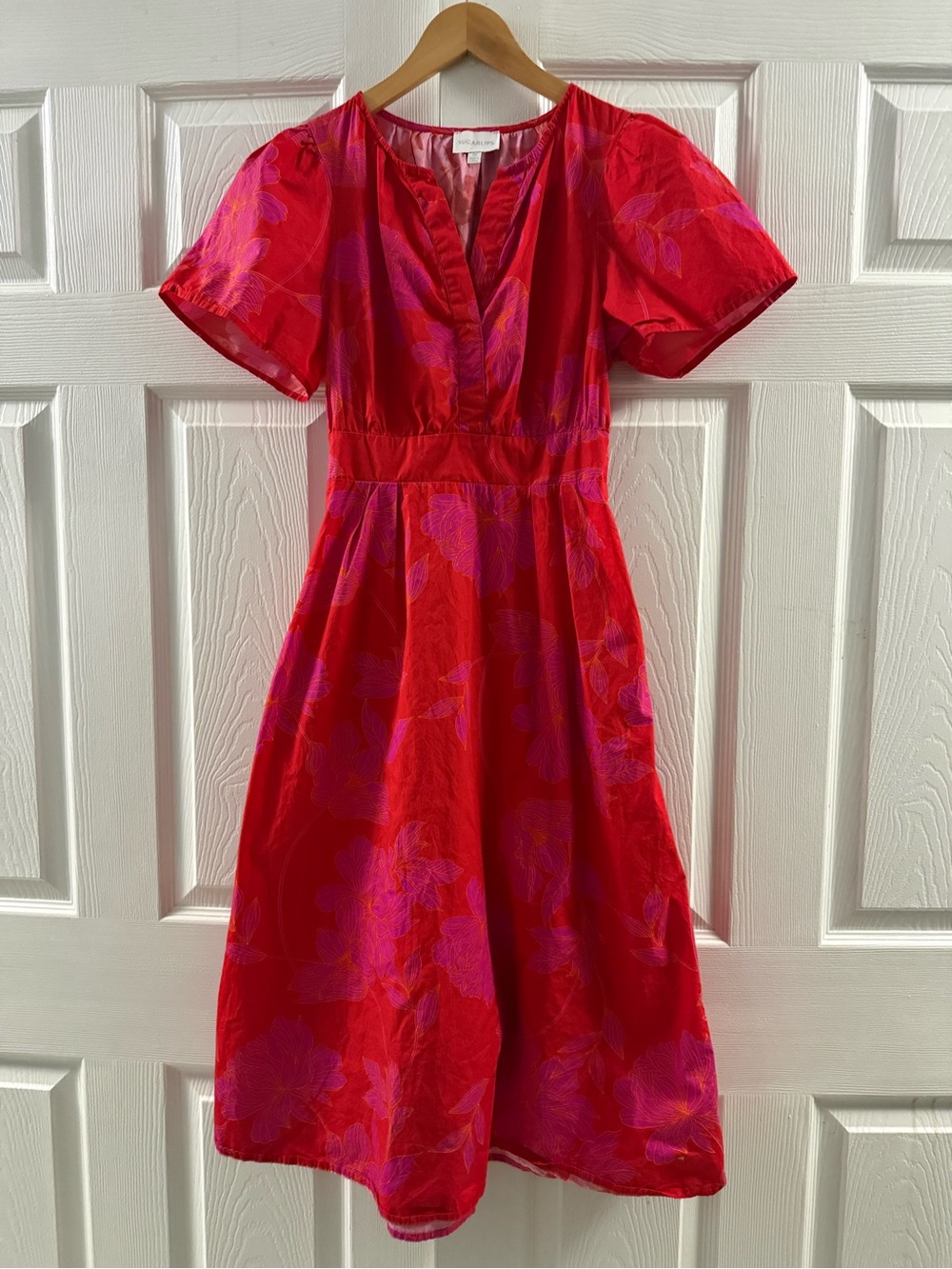 Sugarlips V-Neck Puff Sleeve Midi Dress Size XS